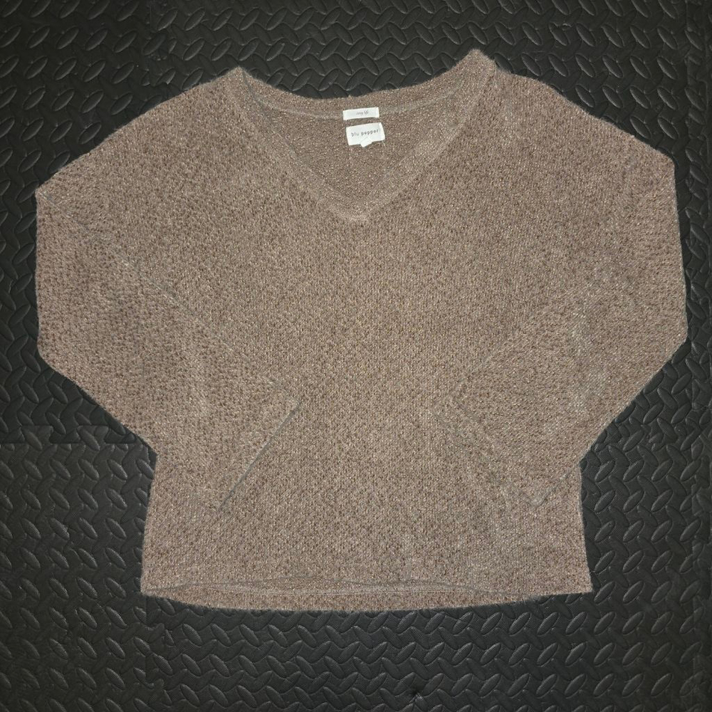 Women's Blu Pepper Brown V-Neck Sweater & Pant Set M